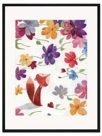 Gerahmter Kunstdruck Fuchs im Blütenmeer