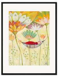 Gerahmter Kunstdruck Hängematte unter Blumen