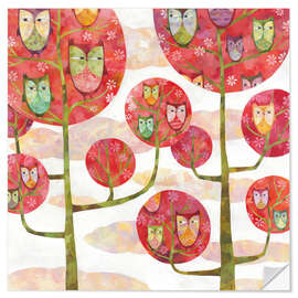 Selvklebende plakat Owls forest