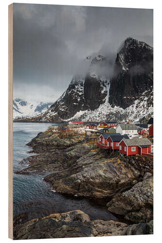 Wood print Hamnoy in Lofoten, Norway