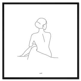 Gerahmter Kunstdruck Rückenakt mit Tuch