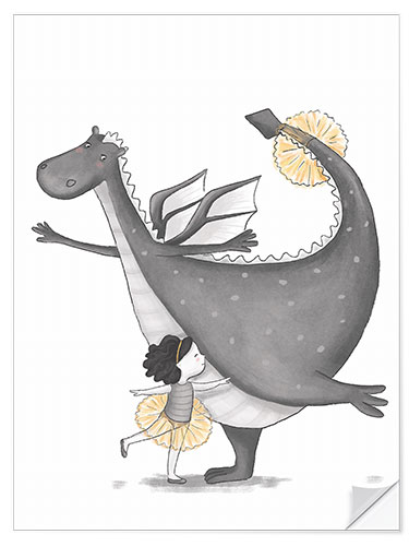 Wandsticker Ballett mit einem Drachen
