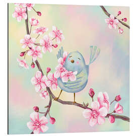 Obraz na aluminium Bird with cherry blossoms