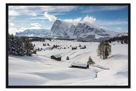 Gerahmter Kunstdruck Winter auf der Seiser Alm