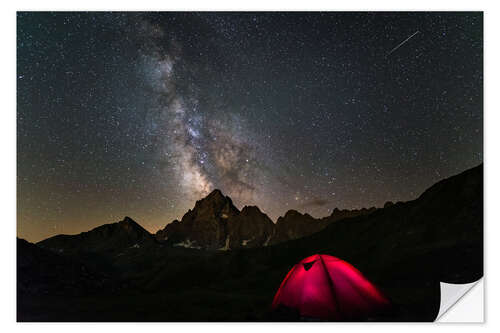 Naklejka na ścianę Tent under the Milky Way at Monte Viso, Italy