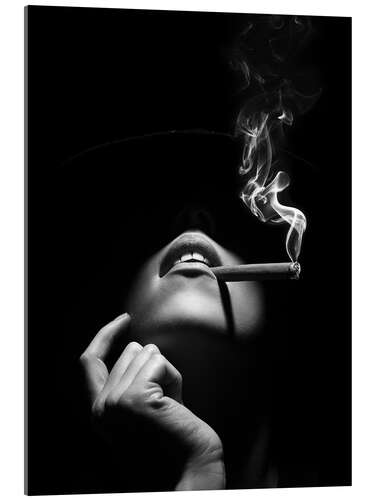 Acrylic print Woman Smoking a Cigar