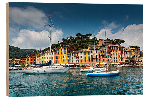 Wood print Portofino, Italien