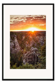 Gerahmter Kunstdruck Bastei bei Sonnenaufgang II