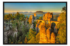 Gerahmter Kunstdruck Bastei bei Sonnenaufgang I