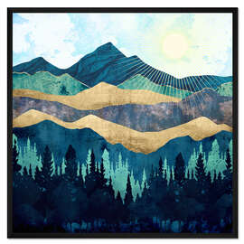 Gerahmter Kunstdruck Blaue Wälder und Berge