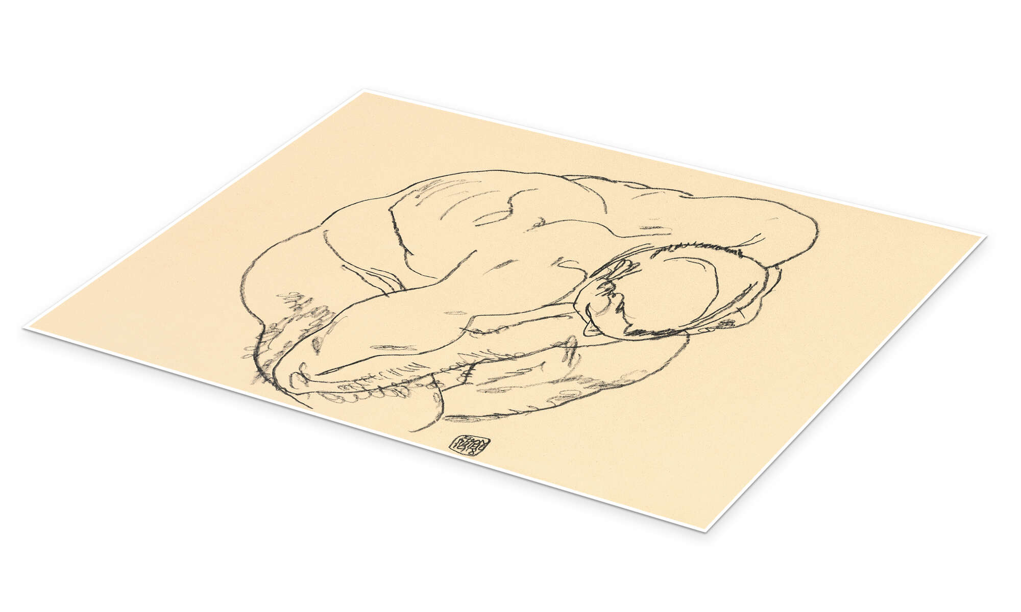 Squatting male nude print by Egon Schiele | Posterlounge