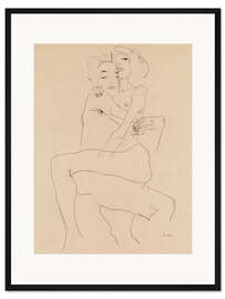 Gerahmter Kunstdruck Paar umarmt