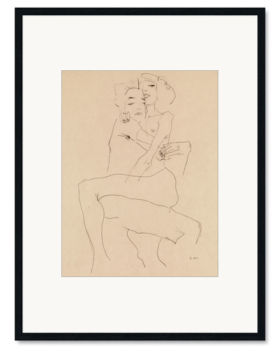 Impression artistique encadrée Couple enlacé