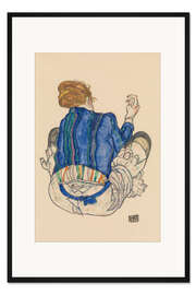 Gerahmter Kunstdruck Rückenansicht einer sitzenden Frau