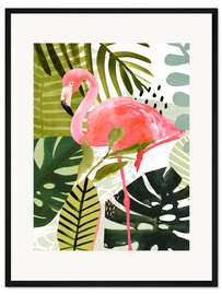 Gerahmter Kunstdruck Flamingo-Wald I