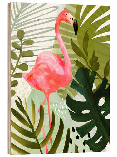 Wood print Flamingo Forest II