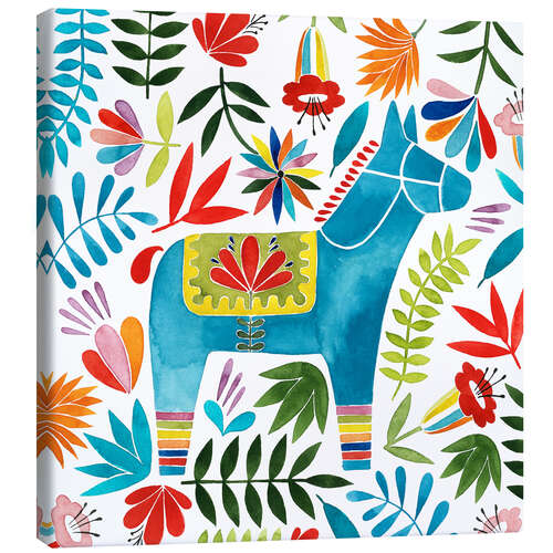 Canvas print Blue Dala Horse