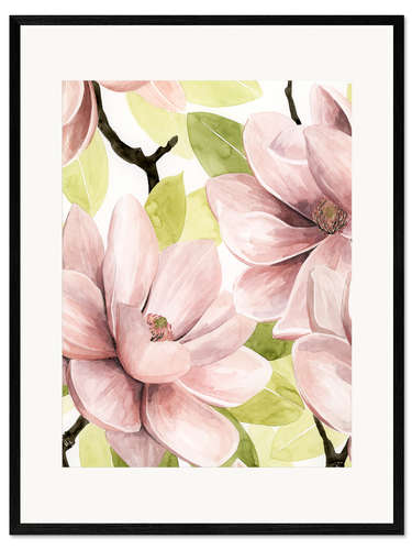 Impression artistique encadrée Magnolia rose I