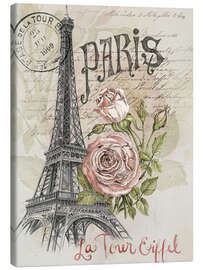 Tableau sur toile  Paris et la tour Eiffel vintage - Jennifer Parker