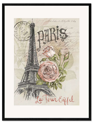 Gerahmter Kunstdruck Paris und der Eiffelturm