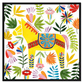 Gerahmter Kunstdruck Gelbes Pferd