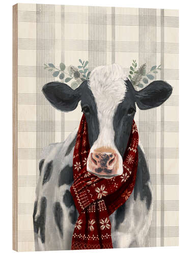 Hout print Christmas Cow I