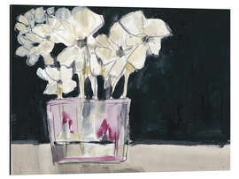 Magnettafel Weiße Blumen in Fuchsia