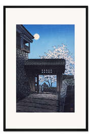 Gerahmter Kunstdruck Leuchtender Mond auf Schloss Matsuyama