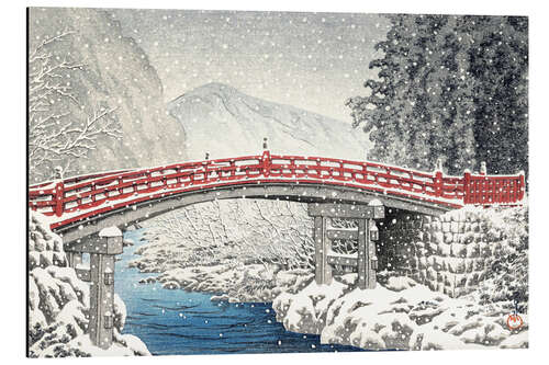 Aluminiumsbilde Shinkyo bridge in Nikko under the snow