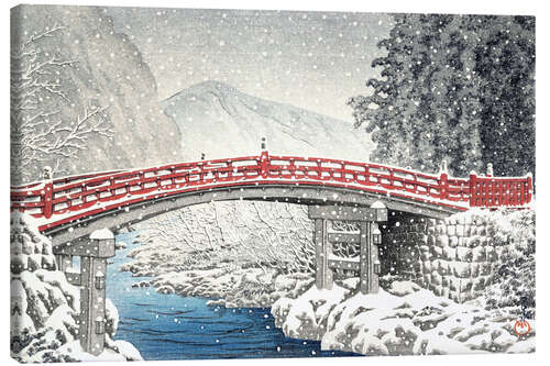 Tableau sur toile Pont de Shinkyo à Nikko sous la neige