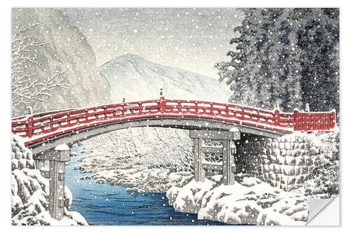 Vinilo para la pared Puente de Shinkyo en Nikko bajo la nieve