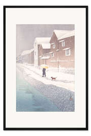 Gerahmter Kunstdruck Schnee bei Shinkawabata, Handa, Bishu