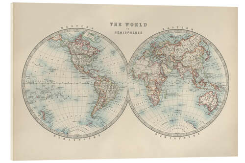 Quadro em acrílico Mapa do Mundo Século XIX (Inglês)