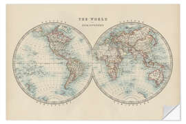 Selvklebende plakat World Map 19th Century (English)