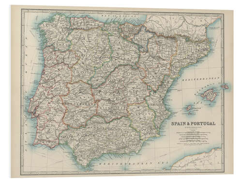 Foam board print Spain, Portugal 19th century