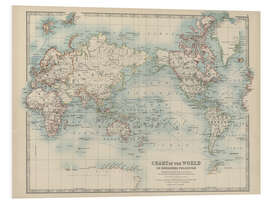 Foam board print World map 19th century