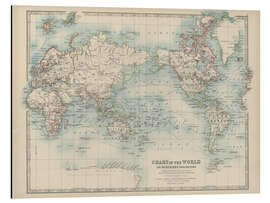 Magnettafel Weltkarte 19. Jahrhundert (englisch)