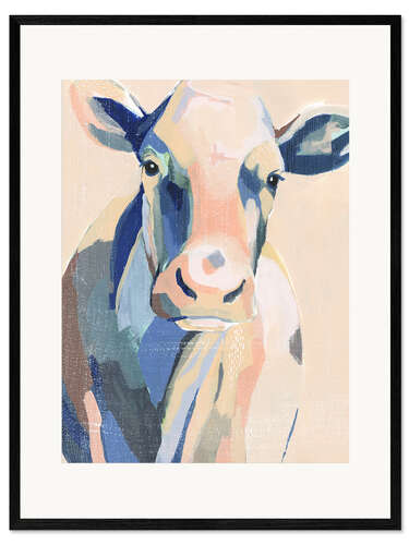 Ingelijste kunstdruk Beige cow I