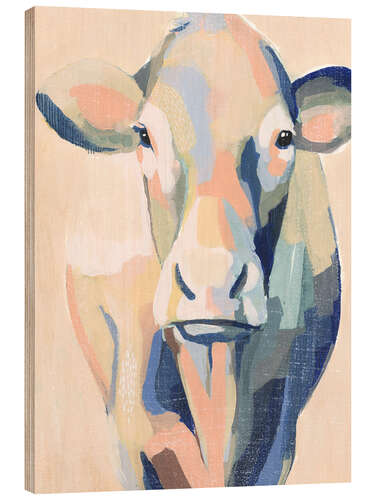 Cuadro de madera Vaca Beige II