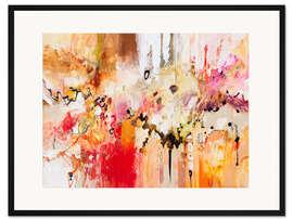 Gerahmter Kunstdruck Rot, Weiß &amp; Gold II