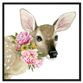 Gerahmter Kunstdruck Hirsch im Frühling I