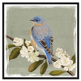 Gerahmter Kunstdruck Vogel auf einem Zweig I