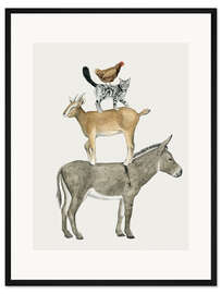 Gerahmter Kunstdruck Bauernhof Tiere I