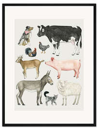 Gerahmter Kunstdruck Bauernhof Tiere III