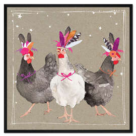 Gerahmter Kunstdruck Lustige Hühner