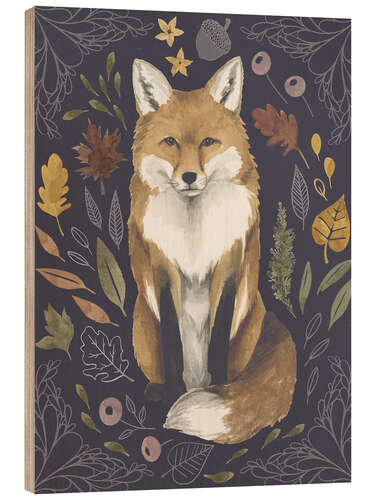 Wood print Fox in the foliage