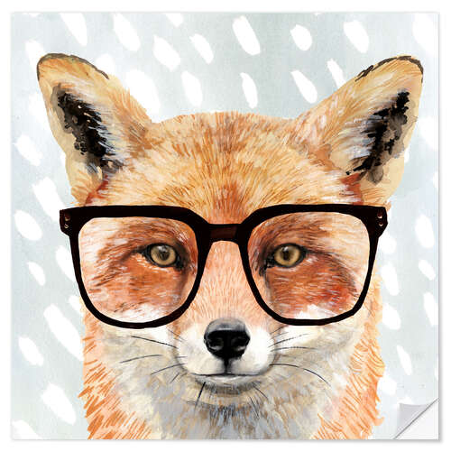 Sticker mural Renard à lunettes