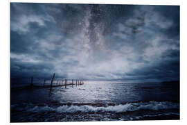 Foam board print Milky way over the stormy sea