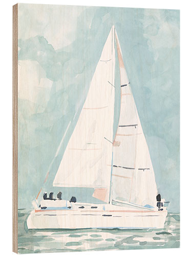 Wood print Small sailboat