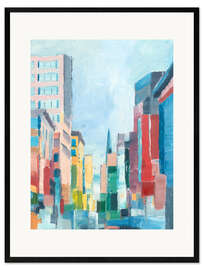 Impression artistique encadrée Ville colorée